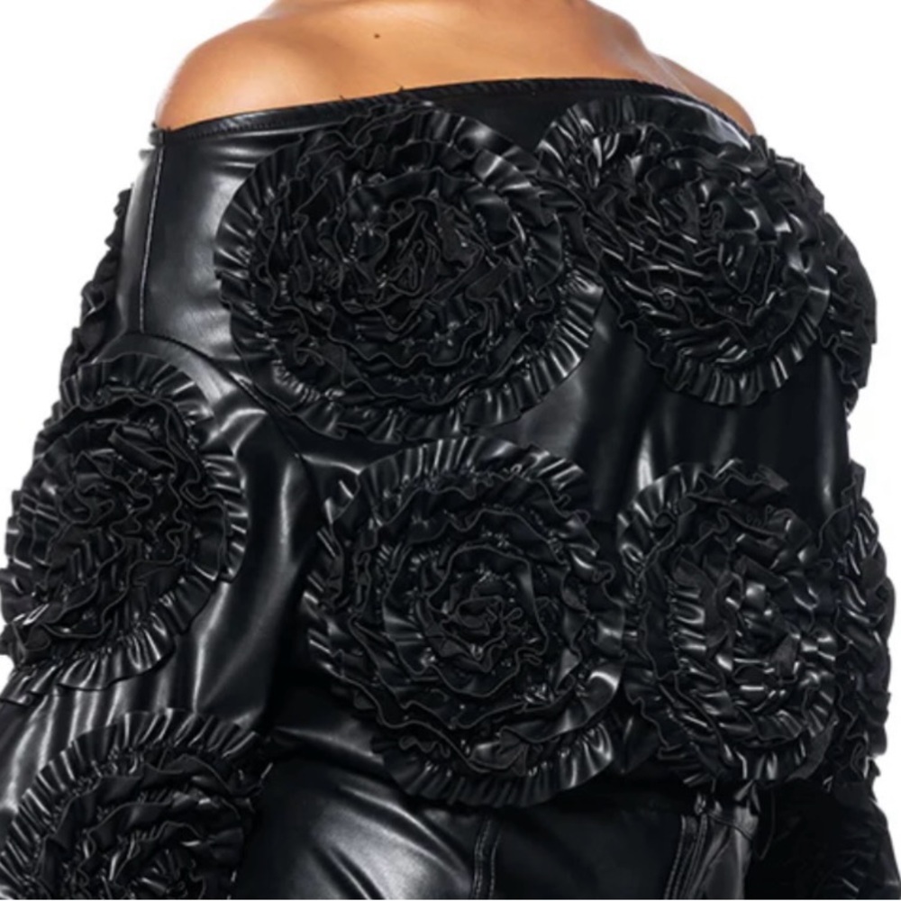 Faux Leather Crop Rose Top
